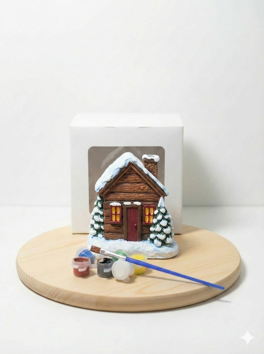 Tütsülük Kış Evi + 6 Renk Boya + 2 Fırça